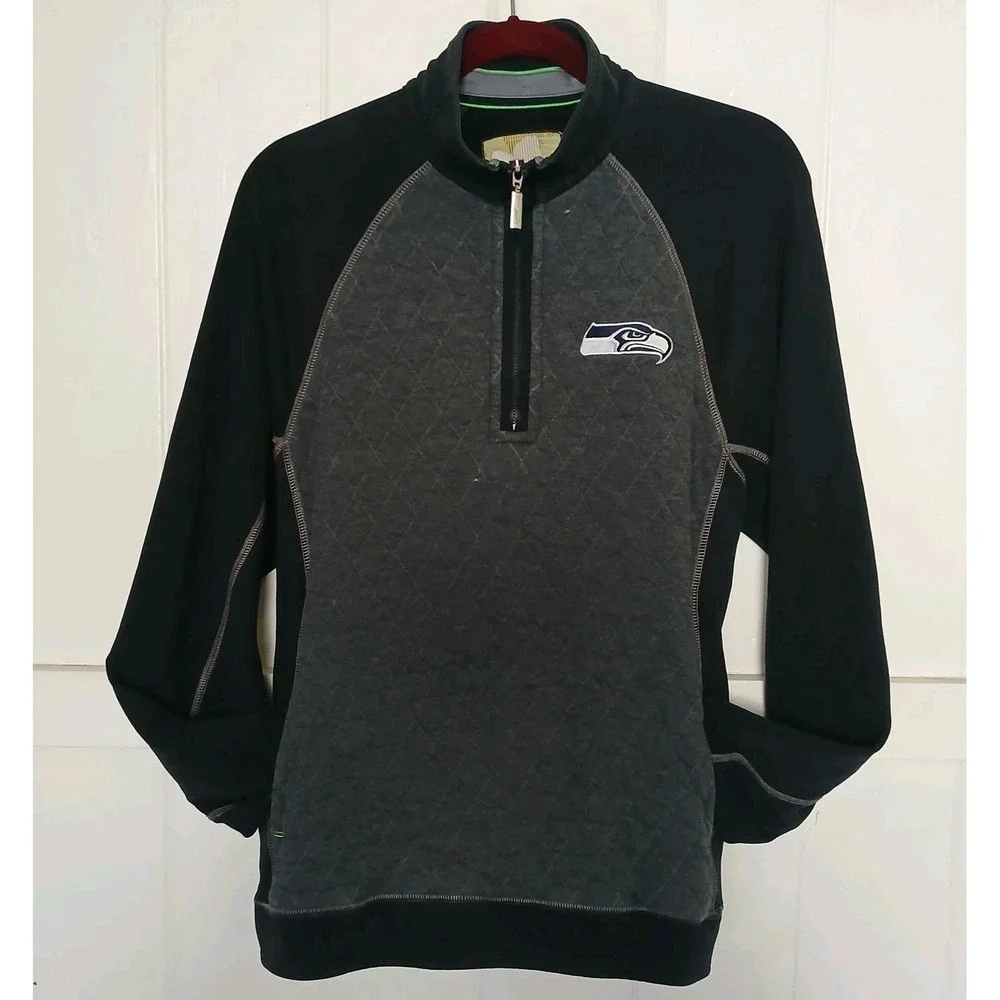 Tommy Bahama Seattle Seahawks Pullover Football NFL Mens Small Gray 1/4 Zip Mock